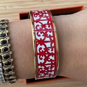 Hermes Balcons du Guadalquivir bangle red enamel gold plated size 62